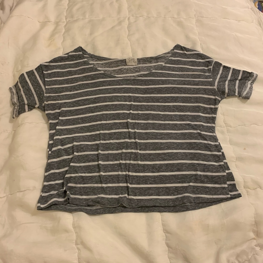 grey/white stripe cropped t-shirt